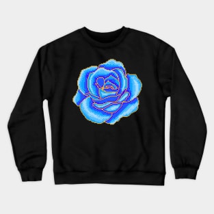 Pixel Golden Blue Rose Crewneck Sweatshirt